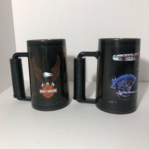 1999 Harley Davidson Vintage cups! Black Cups With Water Layered In-between